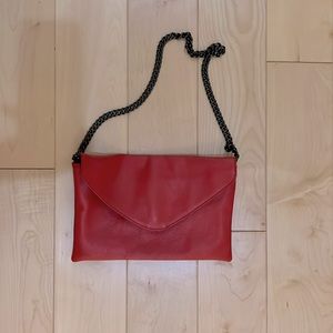 J.Crew leather envelope clutch w/chain / persimmon